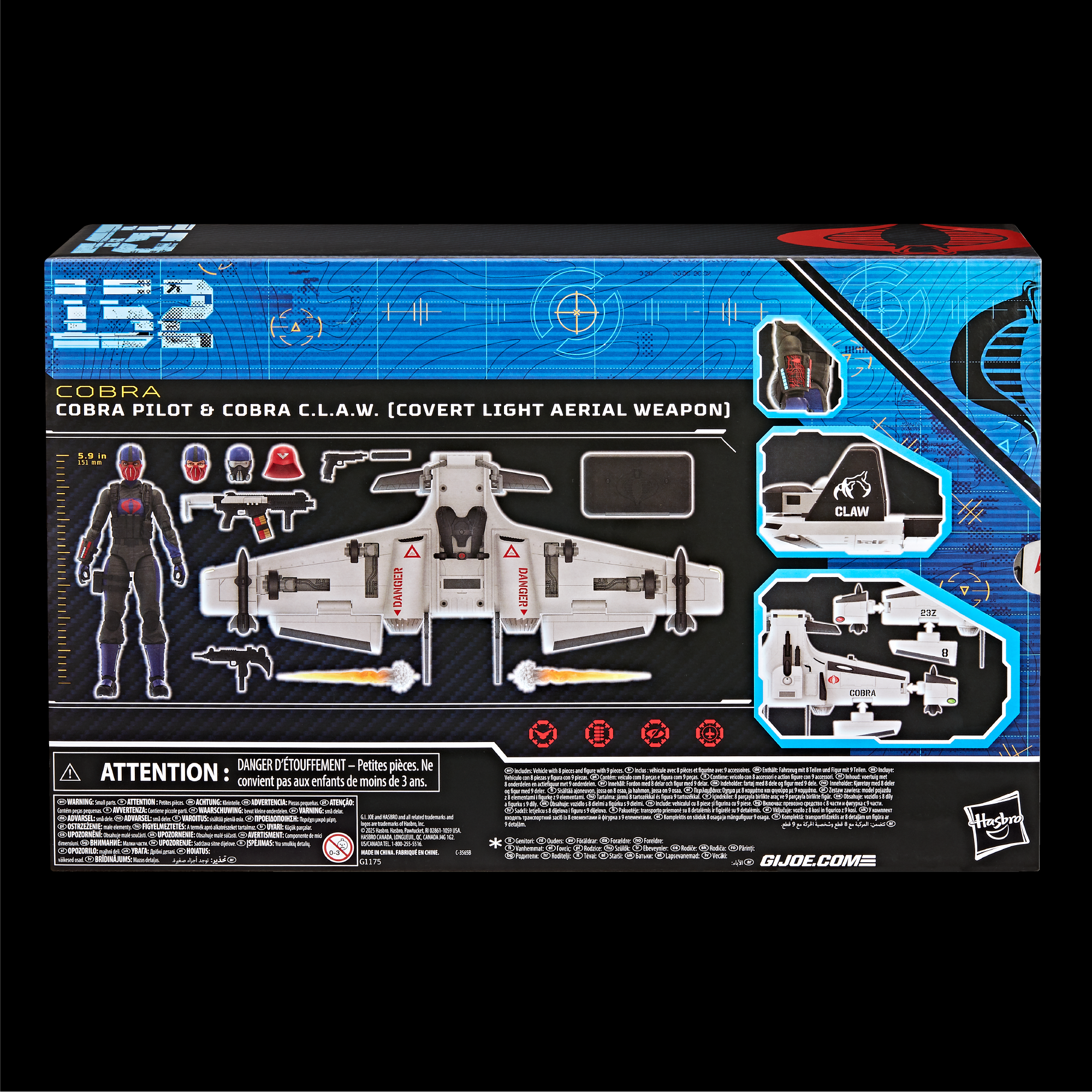 G.I. Joe Classified Series #152, Cobra Pilot Action Figure & Cobra C.L.A.W. (Covert Light Aerial Weapon)