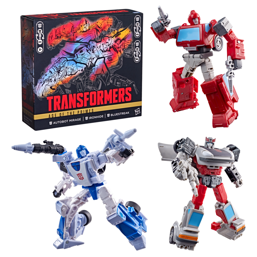 Transformers Age of the Primes Autobot Mirage, Ironhide, and Bluestreak