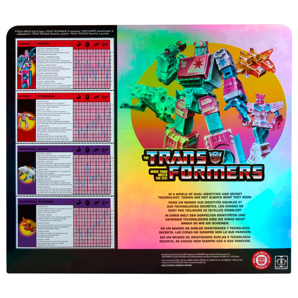 Transformers Jem and the Holograms Autobot Blaster & KP Glit, KP Sundor, and KP Rosanna